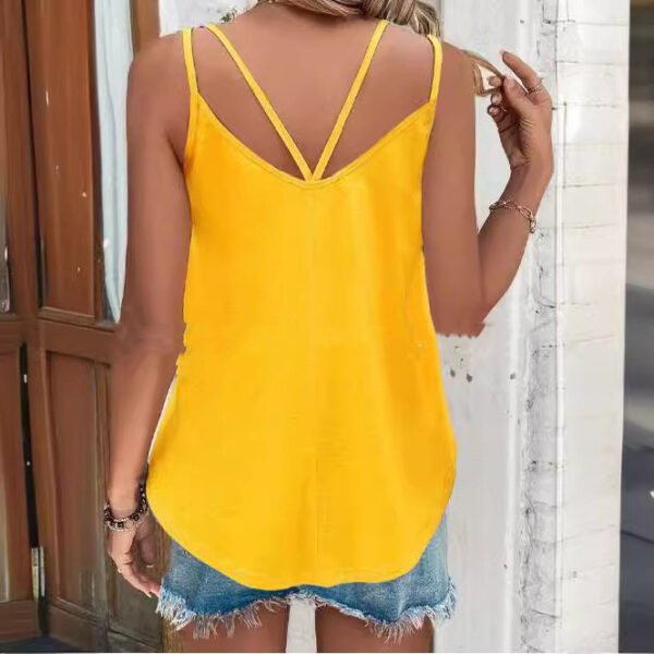 Double Shoulder Camisole Round Neck Print Innerwear Sleeveless Bottoming Shirt - Image 3