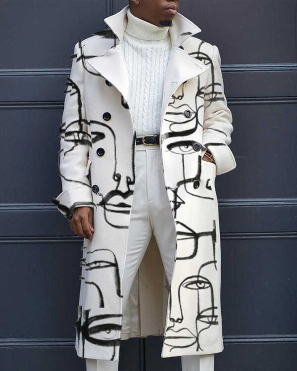 Men's Woolen Stand Collar Mid-length Trench Coat - Image 9