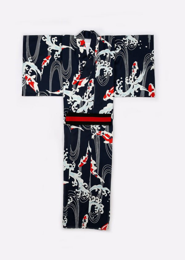 Kimono Formal Wear Male Traditional Kimono Big Koi Samurai Kimono - Image 2
