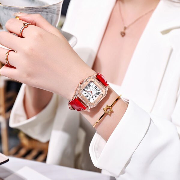Square Diamond Belt Women's Watch Simple Roman Numerals - Image 5