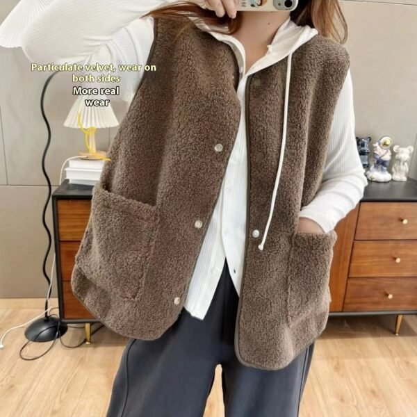 Outer Wear Fur Integrated Vest Waistcoat Overcoat - Image 6