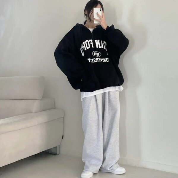 Foreign Trade Fleece Zipper Sweater Women's Thin Letters - Image 8