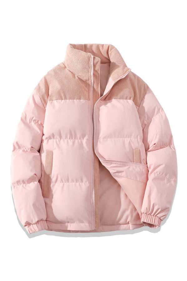 Contrast Color Fashion Loose Cotton Padded Jacket - Image 5