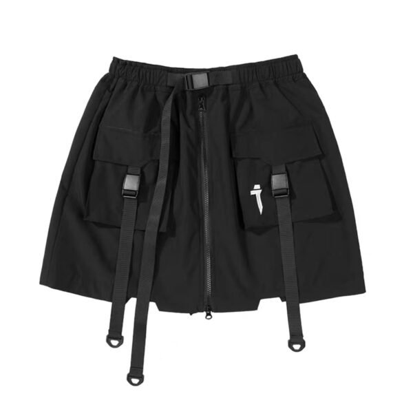 Summer New Mechanical Style Ribbon Short Pantskirt Men And Women Loose Casual With Big Pockets - Image 6