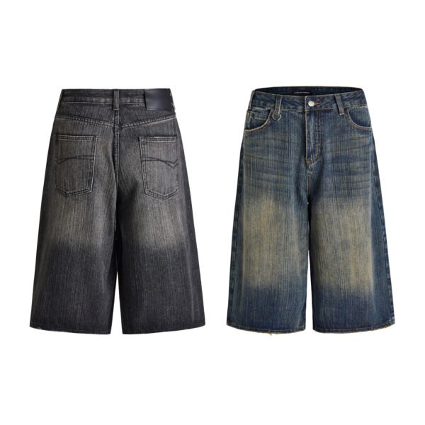 Wide Leg Cropped Jeans Summer Retro Washed Distressed Straight - Image 2