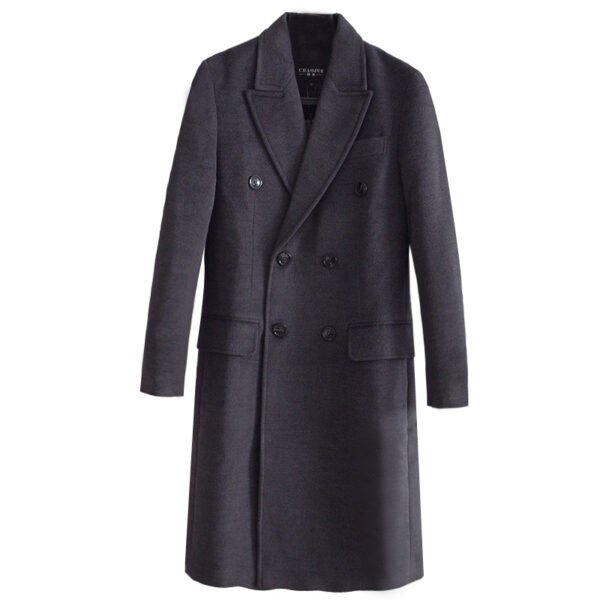 Double Breasted Long Sleeve Long Cashmere Coat Large Size - Image 3