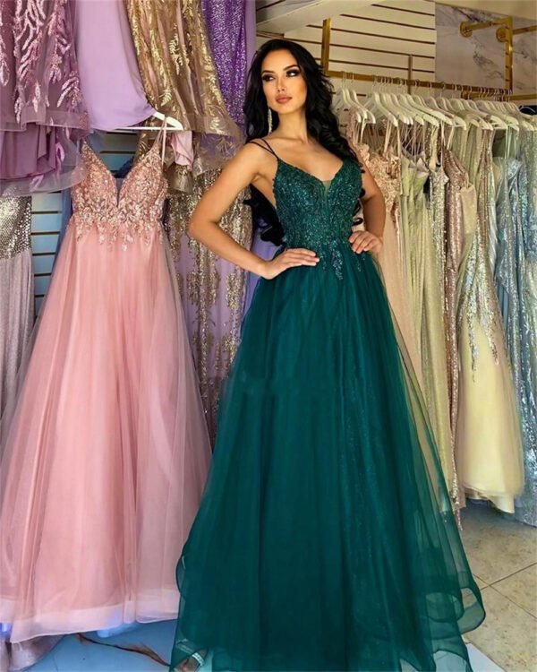Dark Green Banquet Host Evening Dress - Image 9