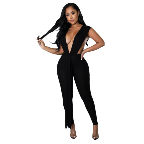 Fashion Personality Women Sleeveless Solid Color Jumpsuit - Image 4