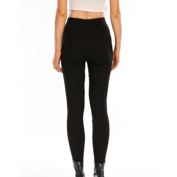 Sports Hip Lifting Cropped Solid Color Black Zipper Vulnerability Leggings - Image 4