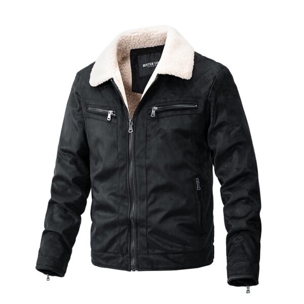 Suede Fabric Jacket Men's Zipper Cardigan Casual Berber Fleece Coat - Image 3