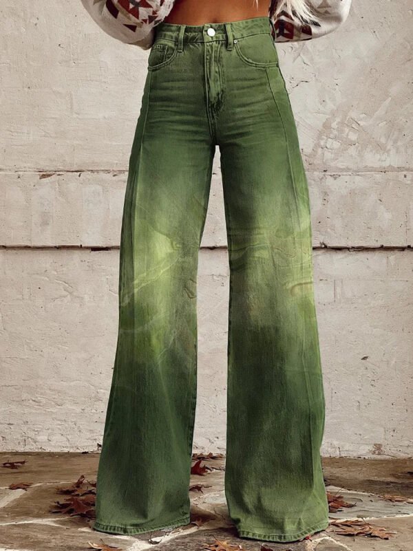 Plus Size Women's Casual Thin Wide Leg Imitation Jeans - Image 4