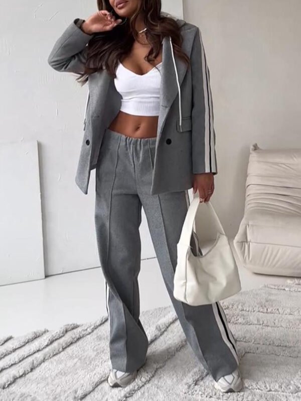 Casual Ribbon Hooded Suit Wide Leg Pants Two-piece Suit - Image 7