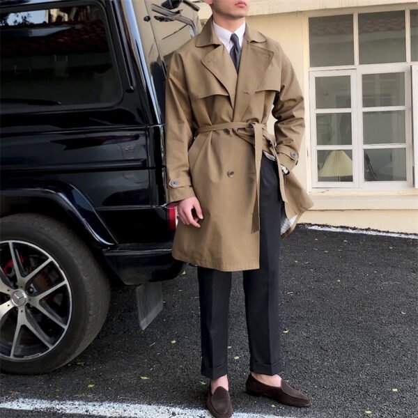 Commuting Mid-length Trench Coat With Double-breasted Lapels - Image 7