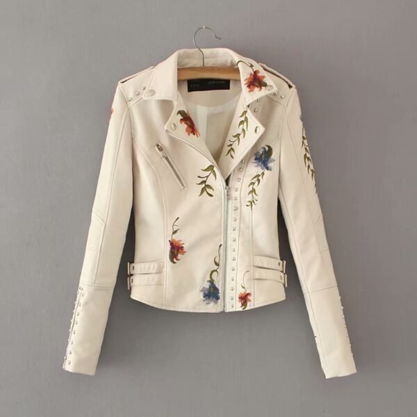 Embroidered studded leather jacket - Image 5