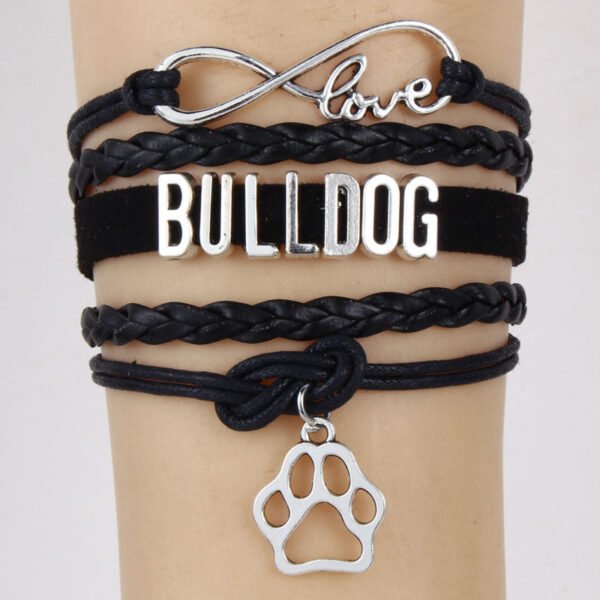 Alloy dog paw pendant braided bracelet - Image 2