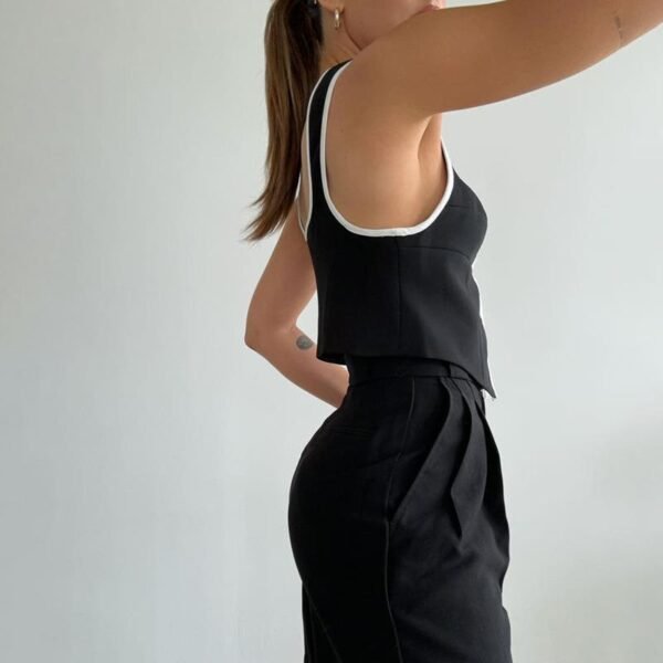 Pure Black Elegant Shoulder Strap Vest Design Beautiful Back - Image 3