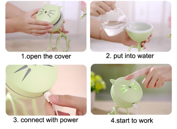 150ML Cat Ultrasonic Humidifier Aromatherapy Diffusers USB Car Air Freshener Home Mini Air Water Air Purifier Led Bulb Diffuser - Image 3