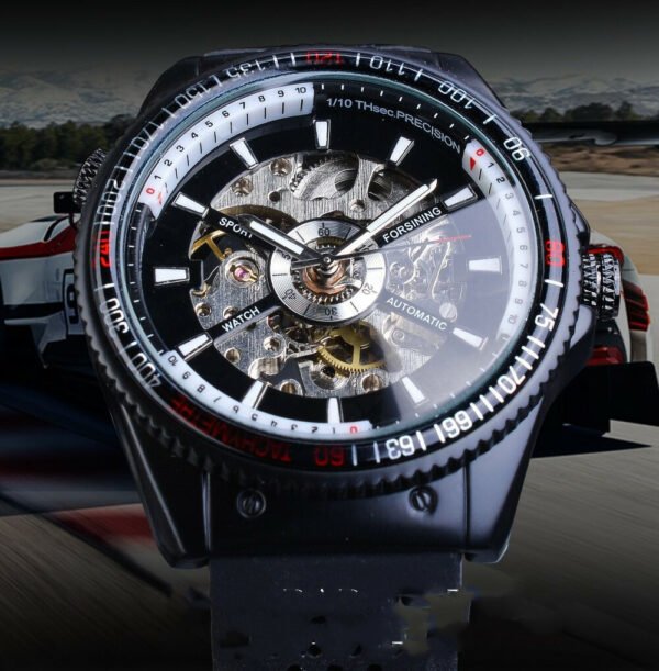 Automatic Hollow Mechanical Watch Men's Silicone Strap Watch - Image 3