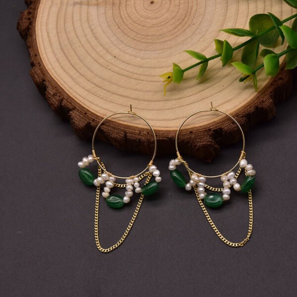 Natural Pearl Big Earrings Original Hand-made Long Pearl Earrings - Image 4