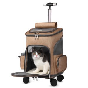 Folding Pet Backpack Trolley for Cats & Dogs
