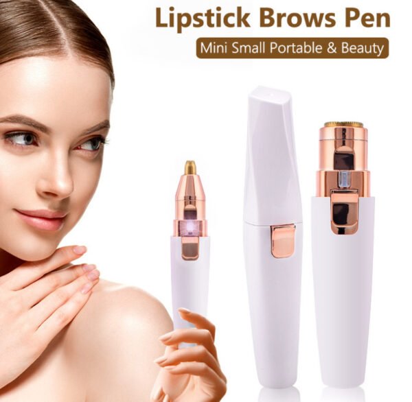 USB Charging Lipstick Shaver 2 In 1 Mini Electric Eyebrow Trimmer Facial Shaver Hair Removal Instrument - Image 5