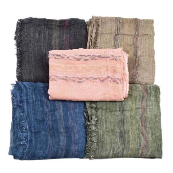 Yarn Dyed Striped Carf Men Winter Solid Color Cotton And Linen - Image 6