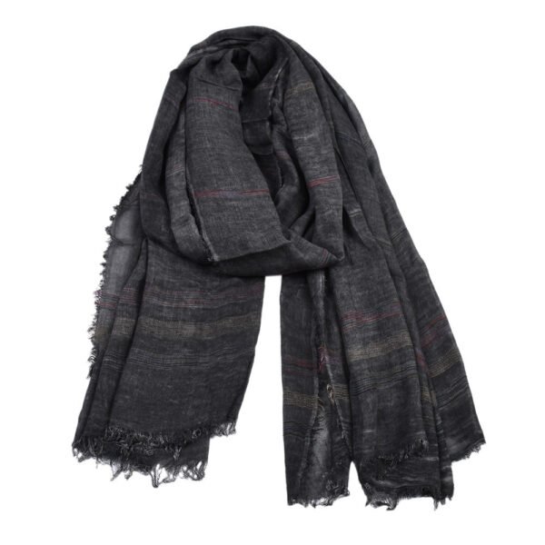 Yarn Dyed Striped Carf Men Winter Solid Color Cotton And Linen - Image 3