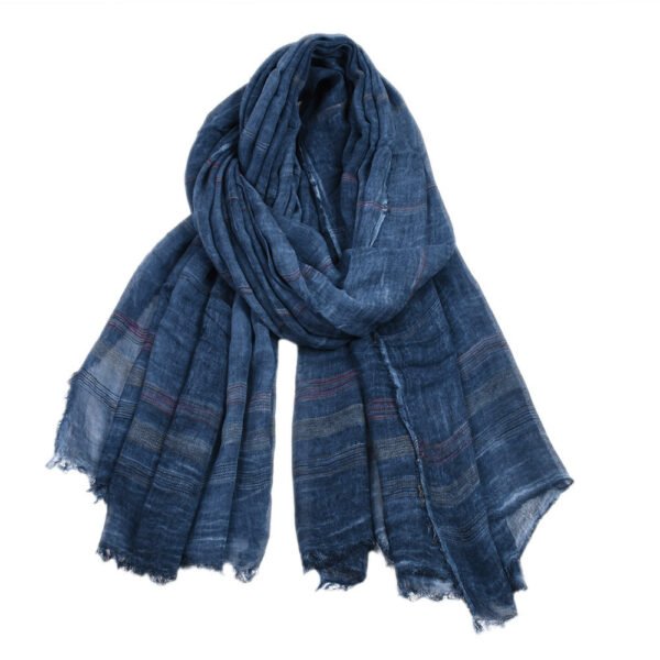 Yarn Dyed Striped Carf Men Winter Solid Color Cotton And Linen - Image 4