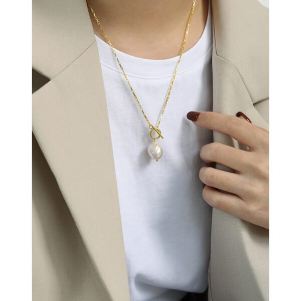 Freshwater Pearl Necklace Feminine Silver Chain Ornament - Image 3