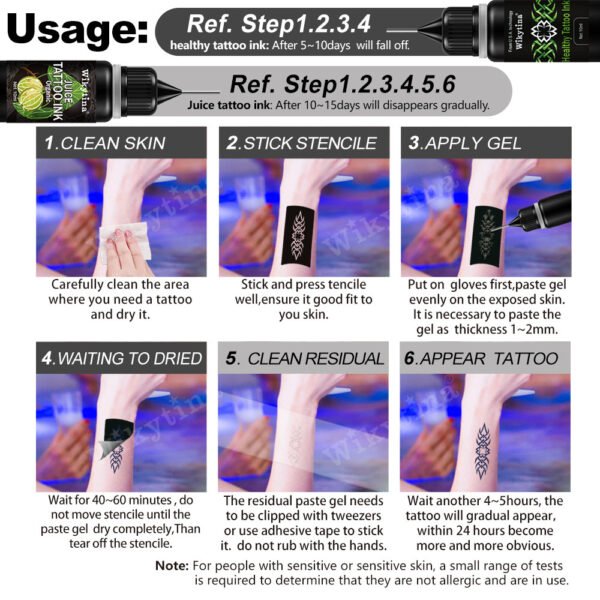 Temporary Juice Health Tattoo Painting Set - Image 4