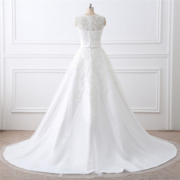 Two-piece White Wedding Dress With Round Neck And Elegant - Image 3