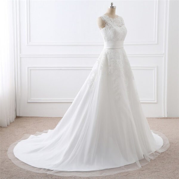 Two-piece White Wedding Dress With Round Neck And Elegant - Image 4