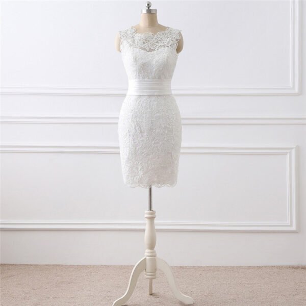 Two-piece White Wedding Dress With Round Neck And Elegant - Image 6