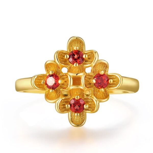 925 Pure Silver Jewelry Natural Garnet Flower - Image 7