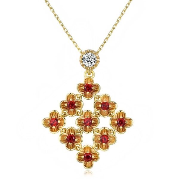 925 Pure Silver Jewelry Natural Garnet Flower - Image 6