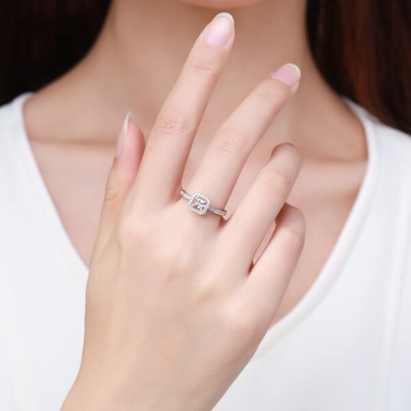 Sterling Silver Ring Female Square Hollow Popular Female Ring - Image 2