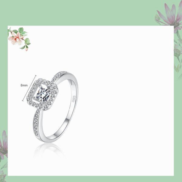 Sterling Silver Ring Female Square Hollow Popular Female Ring - Image 4