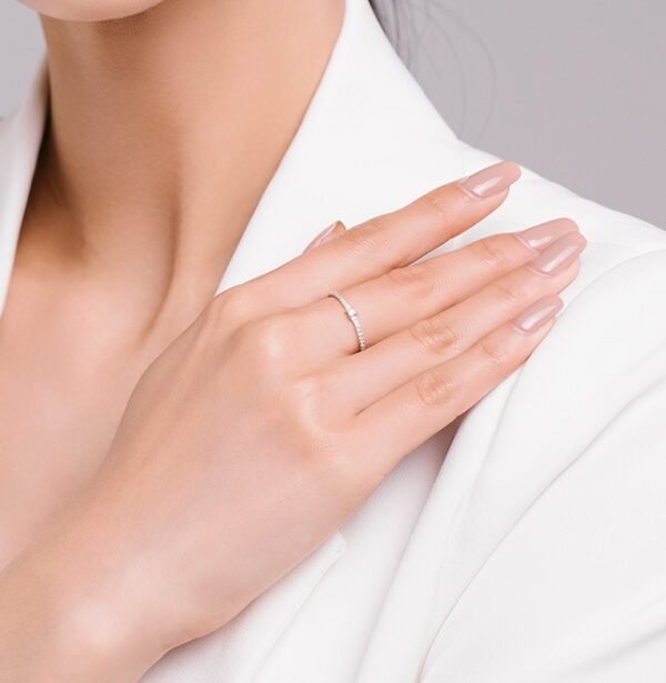 S925 Sterling Silver All-Match Simple Korean Trendy Micro-Inlaid Index Finger Ring Fashion Jewelry - Image 3
