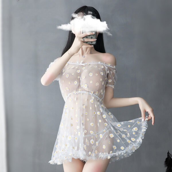 Little Daisy One Shoulder Sexy Nightdress Sexy Lingerie Set - Image 4