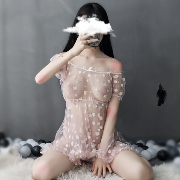 Little Daisy One Shoulder Sexy Nightdress Sexy Lingerie Set - Image 2