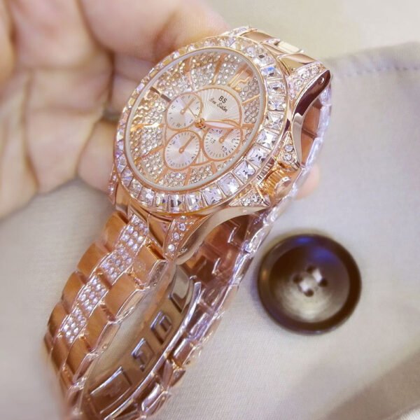 Fashion Luxury Full Diamond Steel Band Ladies Quartz Watch - Image 5