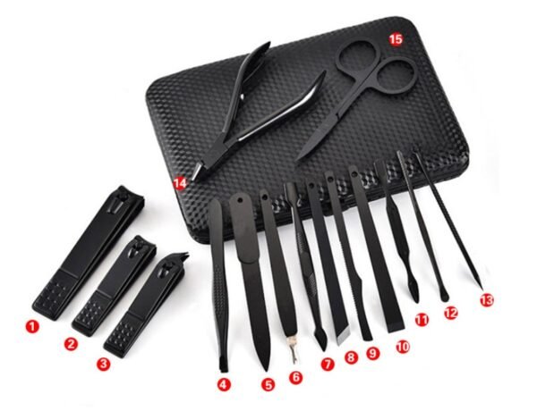 The factory Manicure black black stainless steel repair beauty set 15 nail clippers high-end household scissors - Image 2
