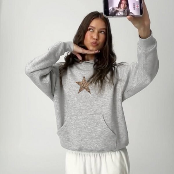 Five-pointed Star Loose Hooded Sweater For Women - Image 2
