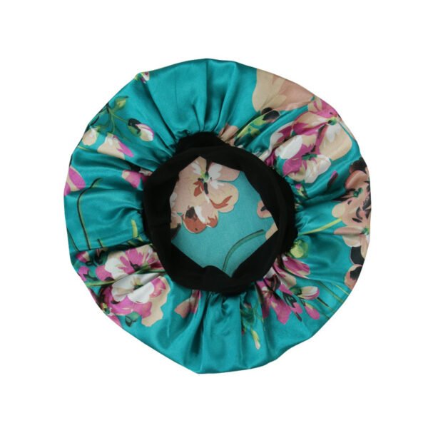 New Satin Print Nightcap Wide-brimmed Elastic Shower Cap - Image 8