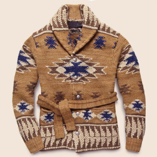 Men's Heavy Industry Brocade Sweater Autumn And Winter Thickening Cardigan Lace-up - Image 7