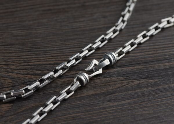 S925 Silver Antique Finish Chain Punk Thick Type Necklace - Image 10