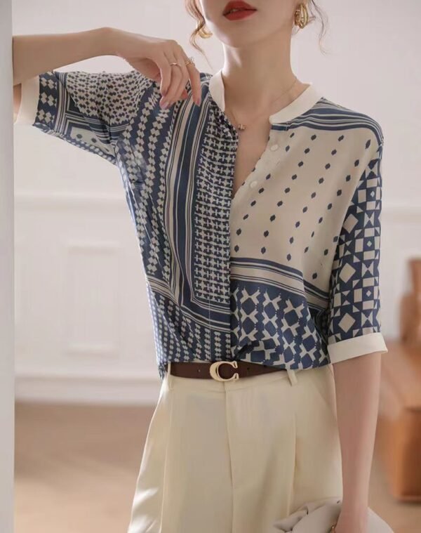 Women's Stand Collar Fashion Printed Shirt - Image 8