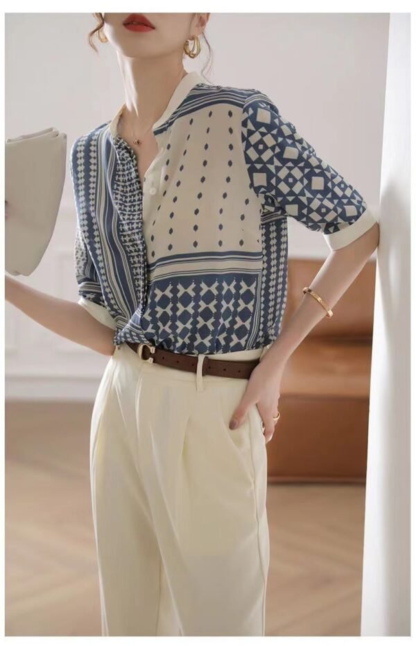 Women's Stand Collar Fashion Printed Shirt - Image 9