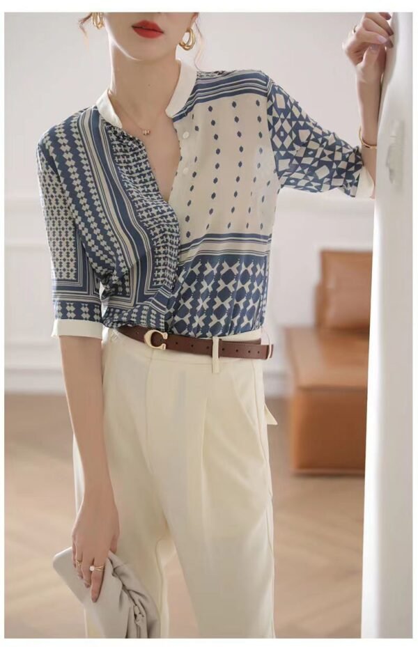 Women's Stand Collar Fashion Printed Shirt - Image 10