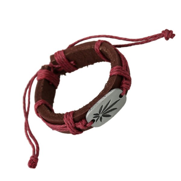 Hand-woven maple leaf leather bracelet - Image 4